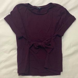 Express Front Tie Plum Short Sleeve